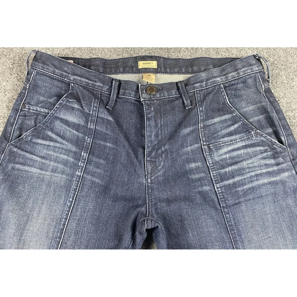 True Religion Audrey Slim Boyfriend Jeans Dark Wash Selvedge Denim Size 32
